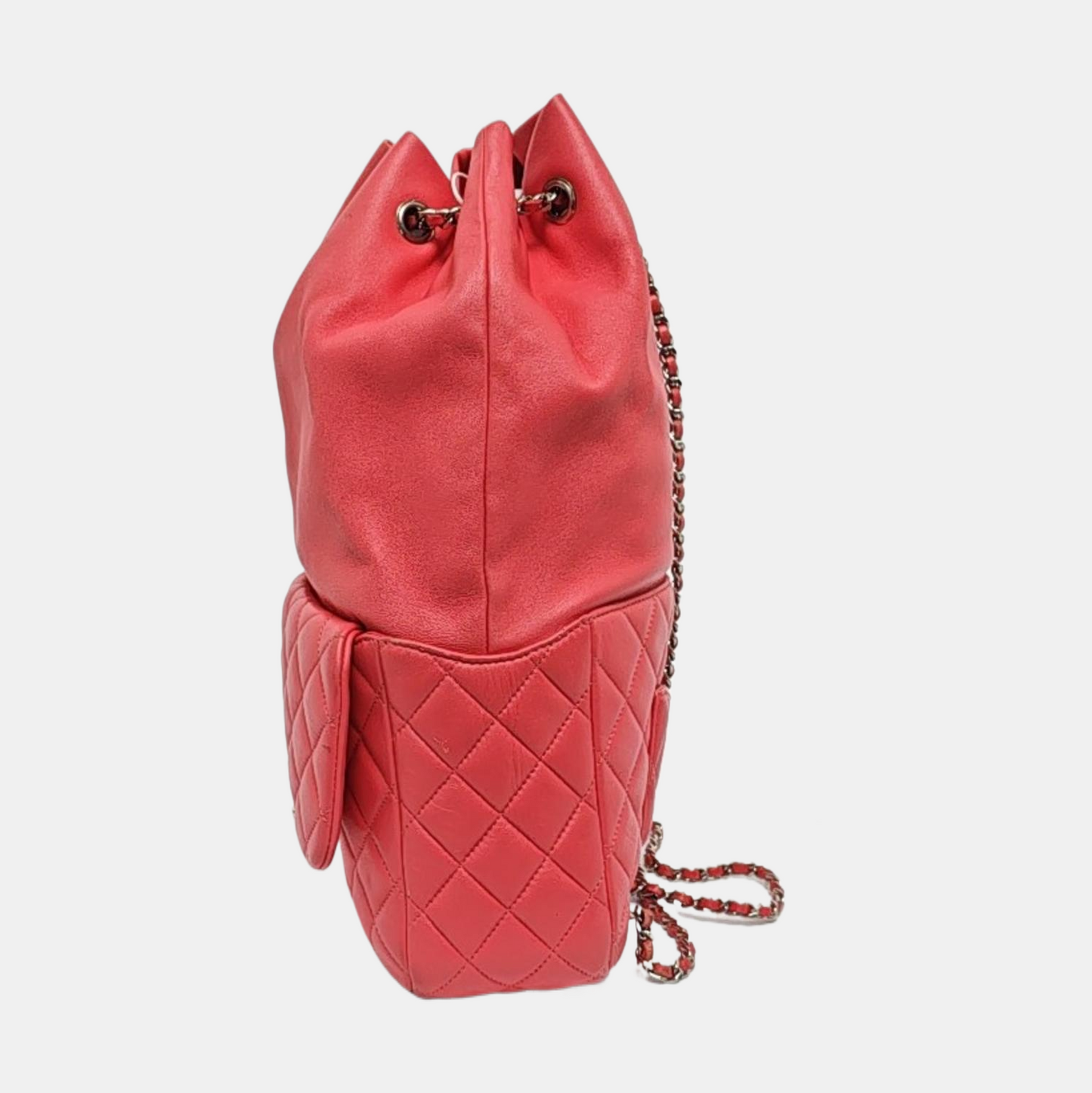 CHANEL IN SEOUL Pink Lamb Leather Diamond Quilted Backpack with Silver Hardware 23 opening-(SKU)-958357493