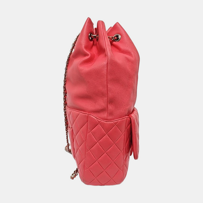 CHANEL IN SEOUL Pink Lamb Leather Diamond Quilted Backpack with Silver Hardware 23 opening-(SKU)-958357493