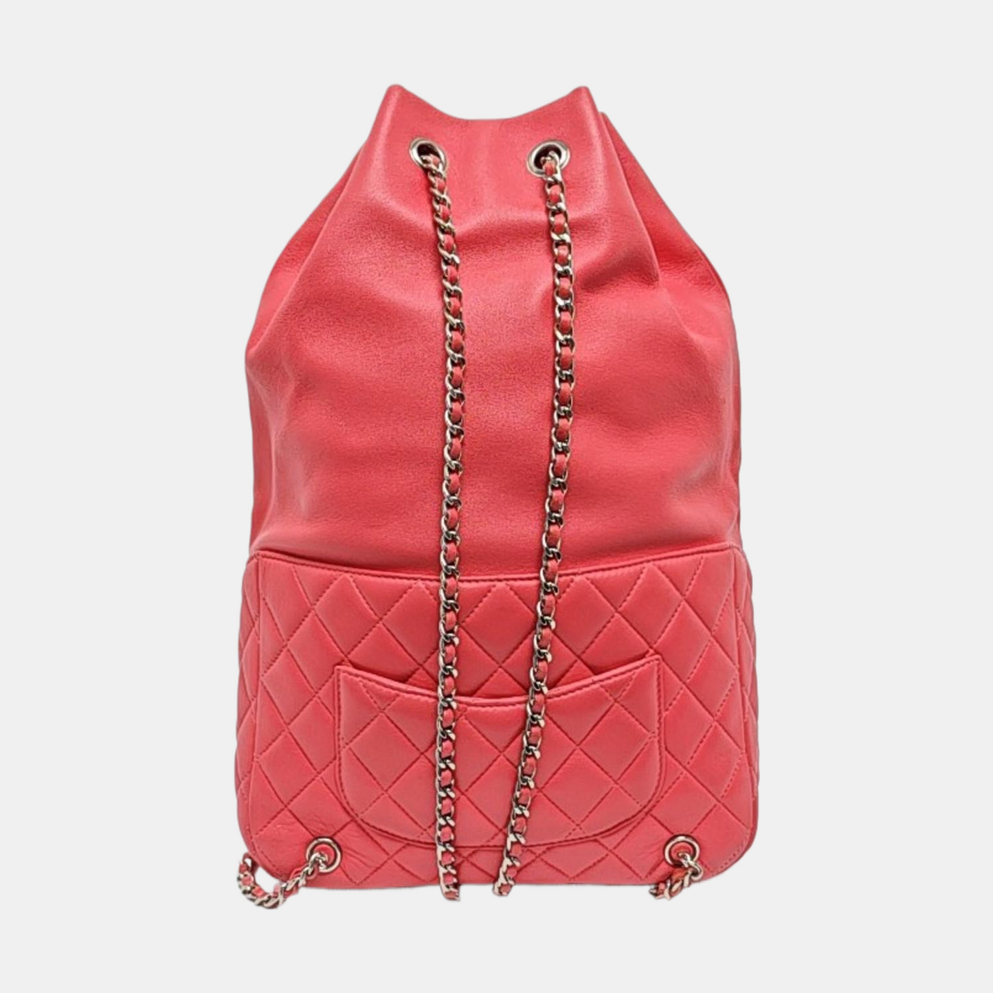 CHANEL IN SEOUL Pink Lamb Leather Diamond Quilted Backpack with Silver Hardware 23 opening-(SKU)-958357493