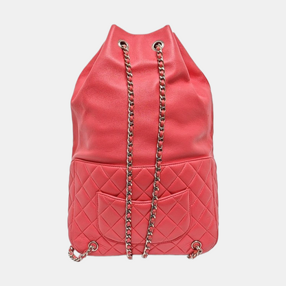CHANEL IN SEOUL Pink Lamb Leather Diamond Quilted Backpack with Silver Hardware 23 opening-(SKU)-958357493