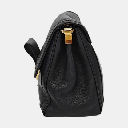 LOUIS VUITTON DAUPHINE Medium Black Leather Crossbody Shoulder Bag Handbag with Gold Hardware and 2 Removable Shoulder Straps-(SKU)-958414273