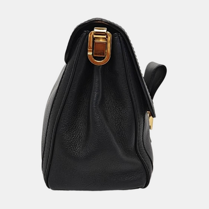 LOUIS VUITTON DAUPHINE Medium Black Leather Crossbody Shoulder Bag Handbag with Gold Hardware and 2 Removable Shoulder Straps-(SKU)-958414273