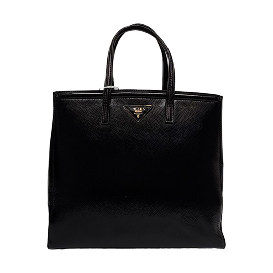 PRADA Slim Convertible Vernice Black Leather Logo Cross Grain Handbag Single Shoulder Bag Golden hardware-(SKU)-958471694