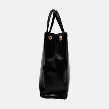 PRADA Slim Convertible Vernice Black Leather Logo Cross Grain Handbag Single Shoulder Bag Golden hardware-(SKU)-958471694