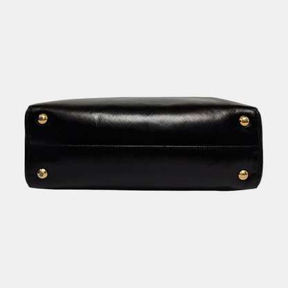 PRADA Slim Convertible Vernice Black Leather Logo Cross Grain Handbag Single Shoulder Bag Golden hardware-(SKU)-958471694