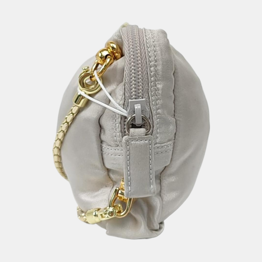 PRADA Silver Gray Satin Logo Single Shoulder Bag Golden hardware-(SKU)-958257769