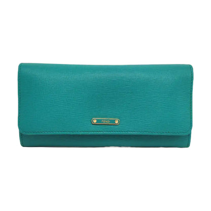 FENDI Blue Green Leather Wallet Golden hardware-(SKU)-958576220