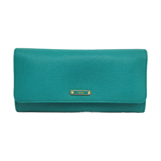 FENDI Blue Green Leather Wallet Golden hardware-(SKU)-958576220