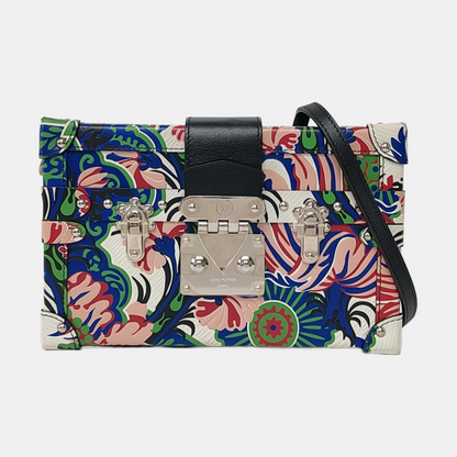 LOUIS VUITTON PETITE MALLE Multicolor Leather Printed Crossbody Shoulder Bag Silver Hardware Removable Strap-(SKU)-958783036