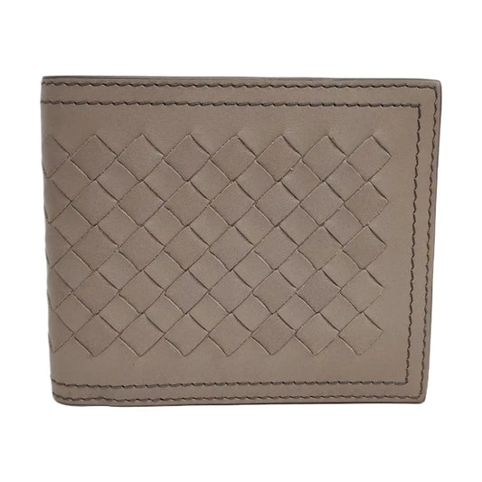 BOTTEGA VENETA Light Gray Cowhide Braided Wallet-(SKU)-958679771