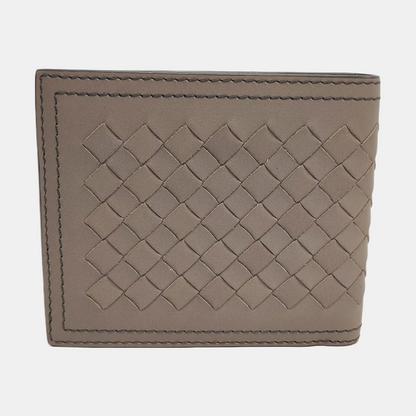 BOTTEGA VENETA Light Gray Cowhide Braided Wallet-(SKU)-958679771