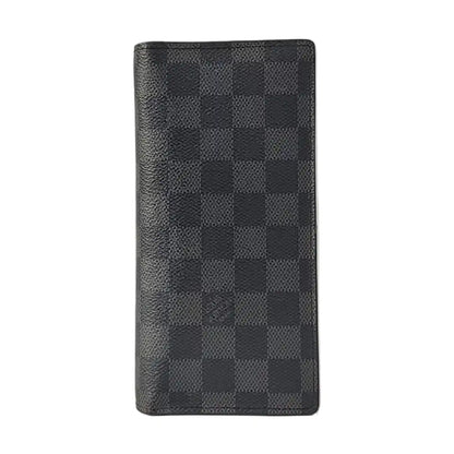 LOUIS VUITTON BRAZZA Gray Coated Canvas Chessboard Plaid Wallet Silver Hardware-(SKU)-958664175