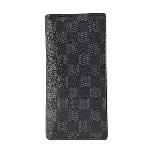 LOUIS VUITTON BRAZZA Gray Coated Canvas Chessboard Plaid Wallet Silver Hardware-(SKU)-958664175