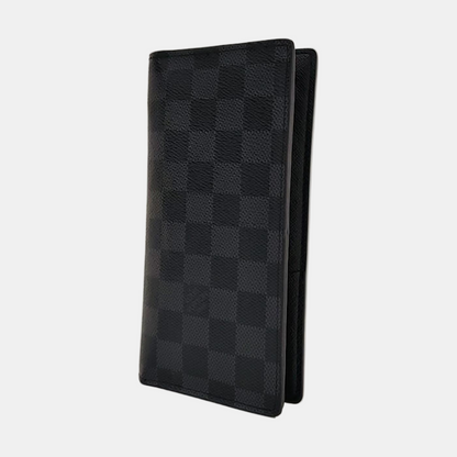 LOUIS VUITTON BRAZZA Gray Coated Canvas Chessboard Plaid Wallet Silver Hardware-(SKU)-958664175