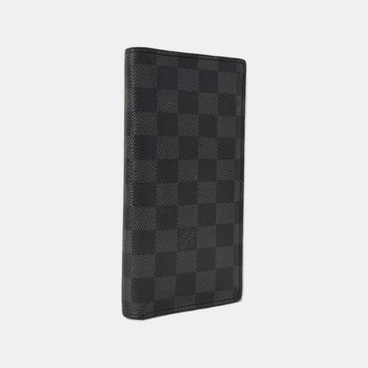 LOUIS VUITTON BRAZZA Gray Coated Canvas Chessboard Plaid Wallet Silver Hardware-(SKU)-958664175