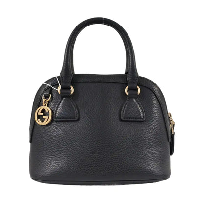 GUCCI DOME Black Leather Handbag Crossbody Shoulder Bag Golden hardware-(SKU)-958599239