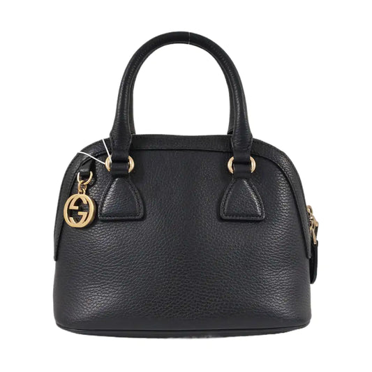 GUCCI DOME Black Leather Handbag Crossbody Shoulder Bag Golden hardware-(SKU)-958599239
