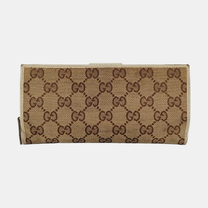 GUCCI Khaki Canvas Monogrammed Wallet Golden hardware-(SKU)-956740009