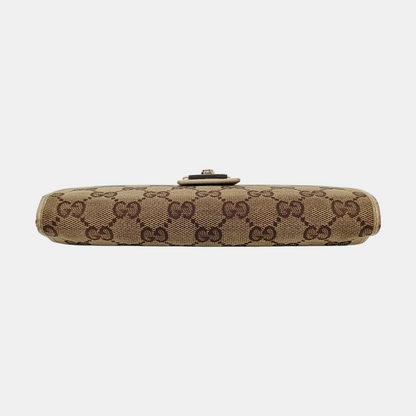 GUCCI Khaki Canvas Monogrammed Wallet Golden hardware-(SKU)-956740009