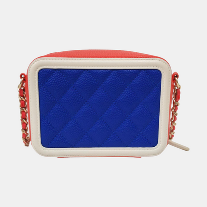 CHANEL FILIGREE Blue Calfskin Quilted Shoulder Bag Tote Crossbody Bag Gold Hardware 27K Clasp-(SKU)-958775150