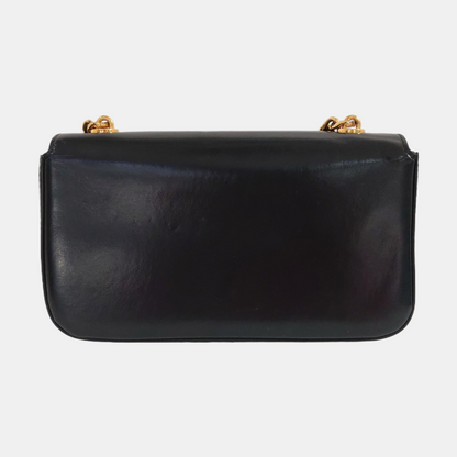 CELINE TRIOMPHE Black Calfskin Triumph Shoulder Bag Crossbody Bag Golden Black Hardware-(SKU)-958645648