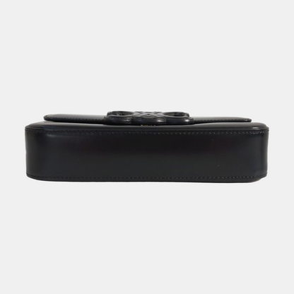 CELINE TRIOMPHE Black Calfskin Triumph Shoulder Bag Crossbody Bag Golden Black Hardware-(SKU)-958645648