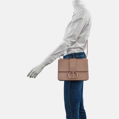 DIOR 30 Montaigne Pinkish Brown Leather Shoulder Bag Crossbody with Detachable Strap-(SKU)-958701206