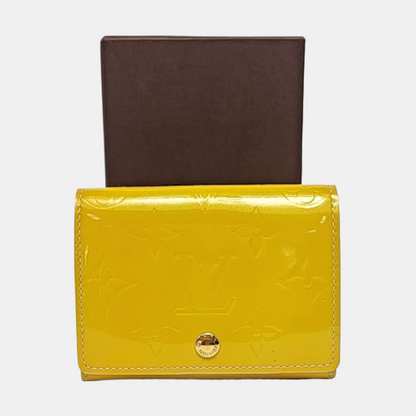 LOUIS VUITTON Yellow Patent Leather Monogrammed Embossed Wallet Golden hardware-(SKU)-958924002