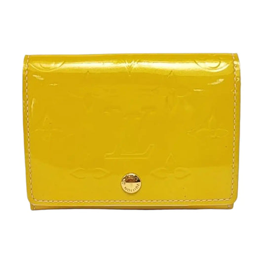 LOUIS VUITTON Yellow Patent Leather Monogrammed Embossed Wallet Golden hardware-(SKU)-958924002