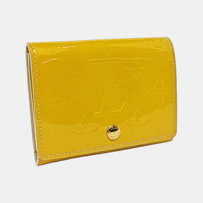 LOUIS VUITTON Yellow Patent Leather Monogrammed Embossed Wallet Golden hardware-(SKU)-958924002