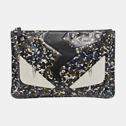 FENDI Multicolor Leather Mini Monster Clutch Silver Hardware-(SKU)-958684597
