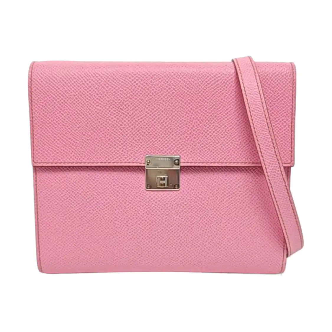 HERMÈS Clic 16 Peony Pink Epsom Calfskin Crossbody Shoulder Bag with Detachable Strap and Silver Hardware, B-(SKU)-959027980