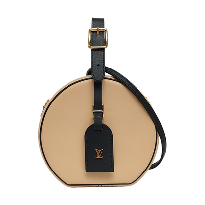 LOUIS VUITTON BOITE CHAPEAU Small size beige leather Boite Chapeau bag crossbody bag with handle, gold hardware, removable shoulder strap-(SKU)-958771402