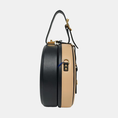 LOUIS VUITTON BOITE CHAPEAU Small size beige leather Boite Chapeau bag crossbody bag with handle, gold hardware, removable shoulder strap-(SKU)-958771402