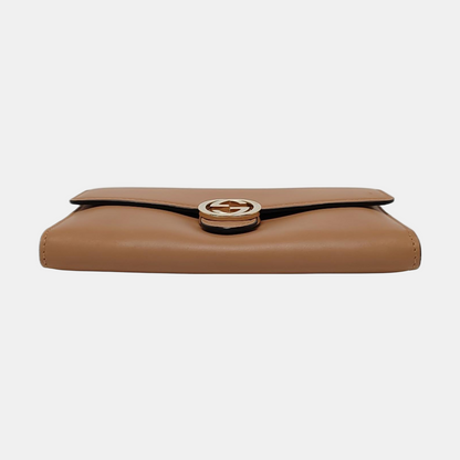 GUCCI Interlocking G Brown Cowhide Wallet Golden hardware-(SKU)-958717244