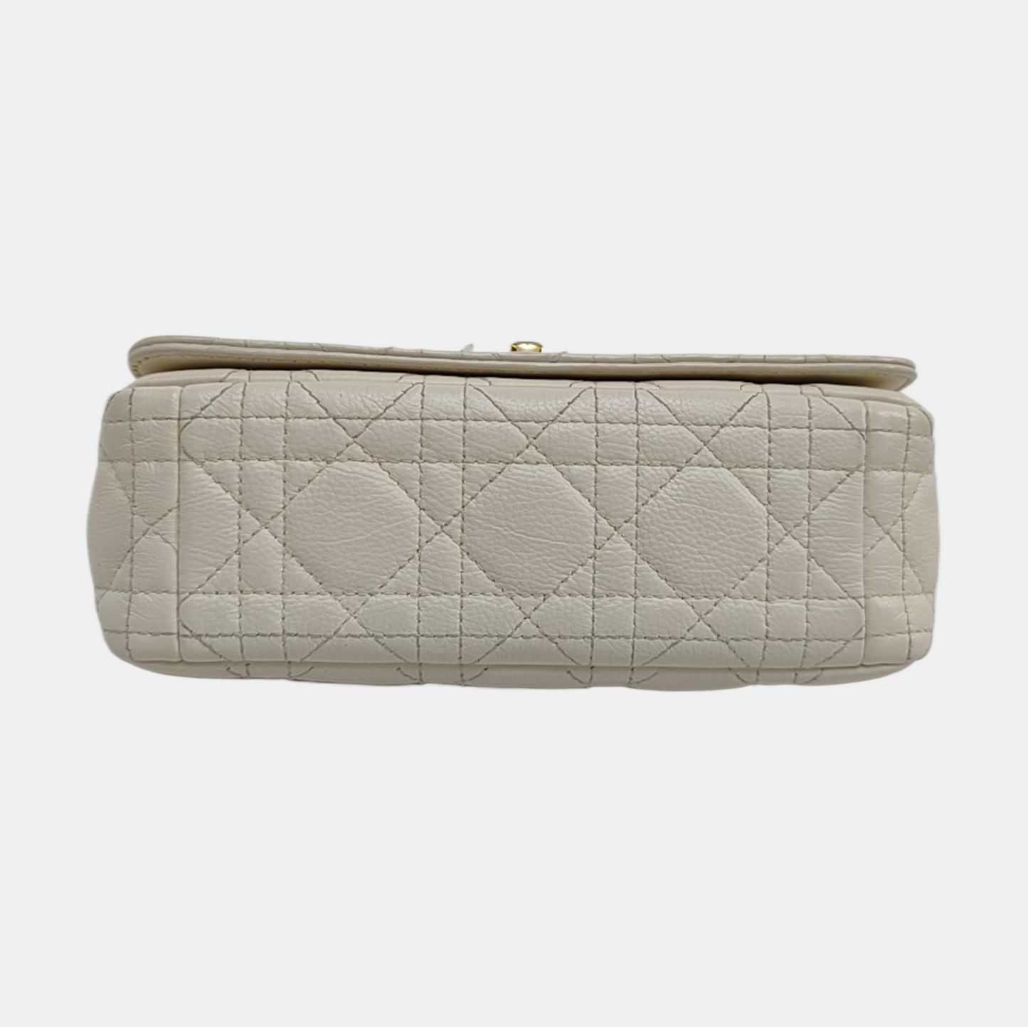 DIOR Dior Caro Small White Lamb Skin Monogram Quilted Crossbody Bag, Shoulder Bag, Golden Hardware-(SKU)-958801213