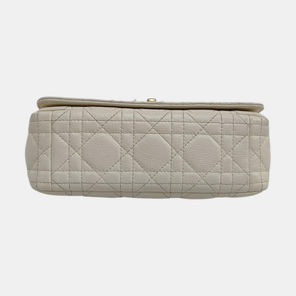 DIOR Dior Caro Small White Lamb Skin Monogram Quilted Crossbody Bag, Shoulder Bag, Golden Hardware-(SKU)-958801213