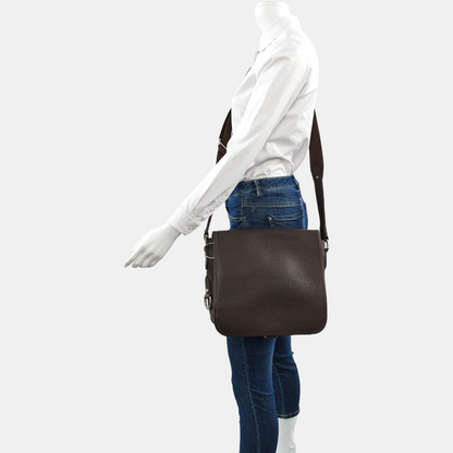 LOUIS VUITTON ROMAN Dark Brown Cowhide Embossed Jacquard Single Shoulder Bag Crossbody Bag Silver Hardware-(SKU)-958801776