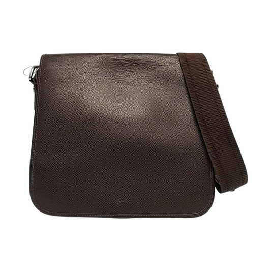 LOUIS VUITTON ROMAN Dark Brown Cowhide Embossed Jacquard Single Shoulder Bag Crossbody Bag Silver Hardware-(SKU)-958801776