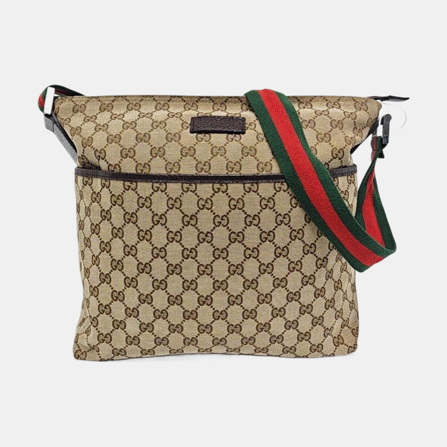 GUCCI GG Imprime Khaki Canvas Monogram Crossbody Shoulder Bag Silver Hardware-(SKU)-958715963