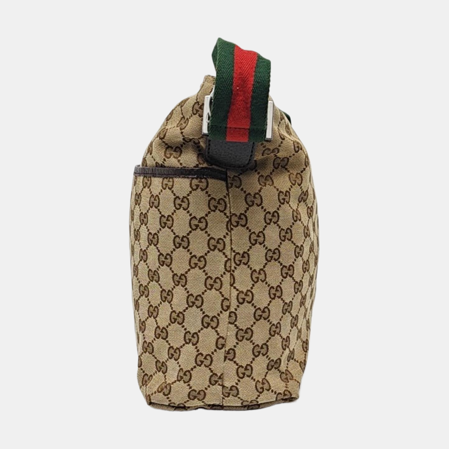 GUCCI GG Imprime Khaki Canvas Monogram Crossbody Shoulder Bag Silver Hardware-(SKU)-958715963