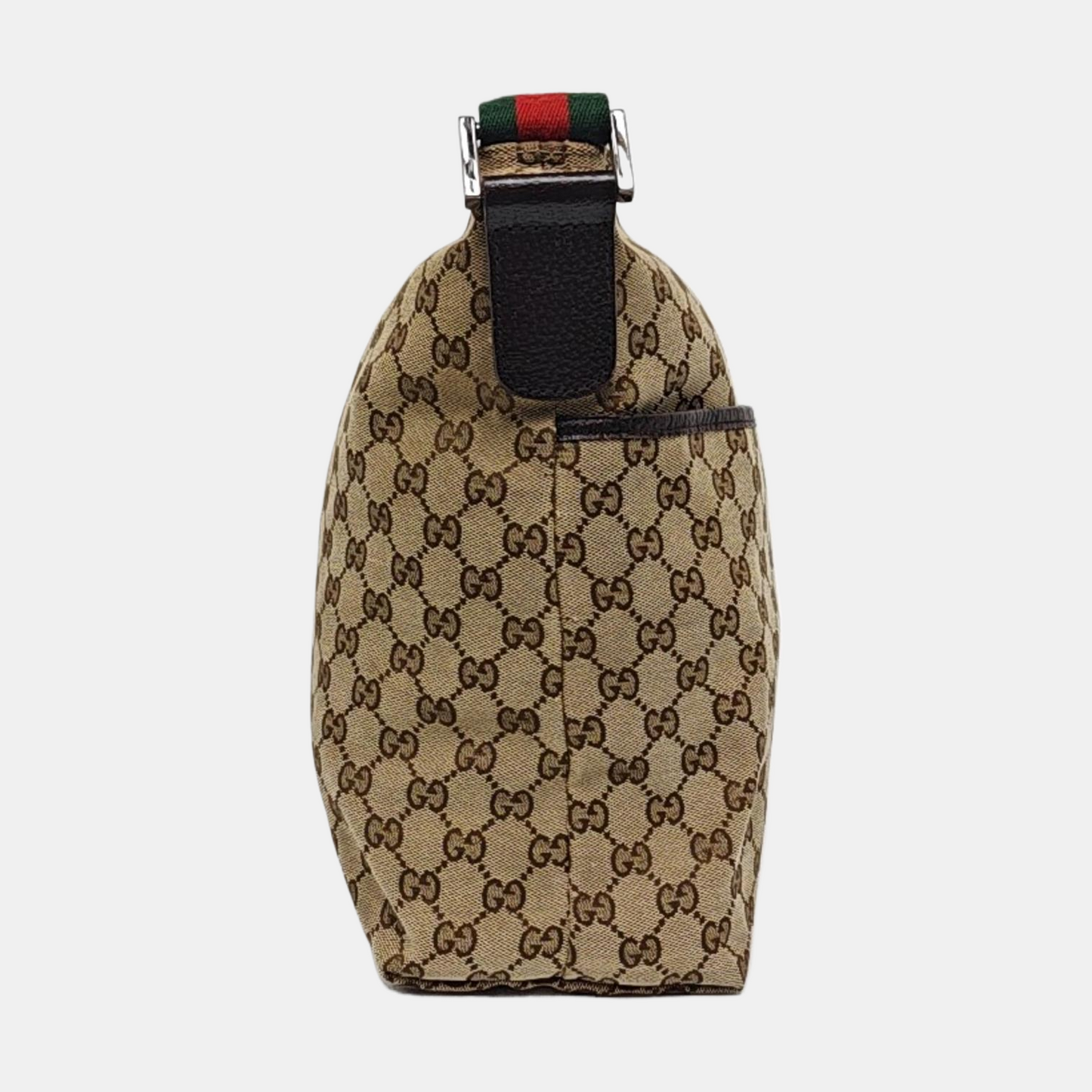 GUCCI GG Imprime Khaki Canvas Monogram Crossbody Shoulder Bag Silver Hardware-(SKU)-958715963