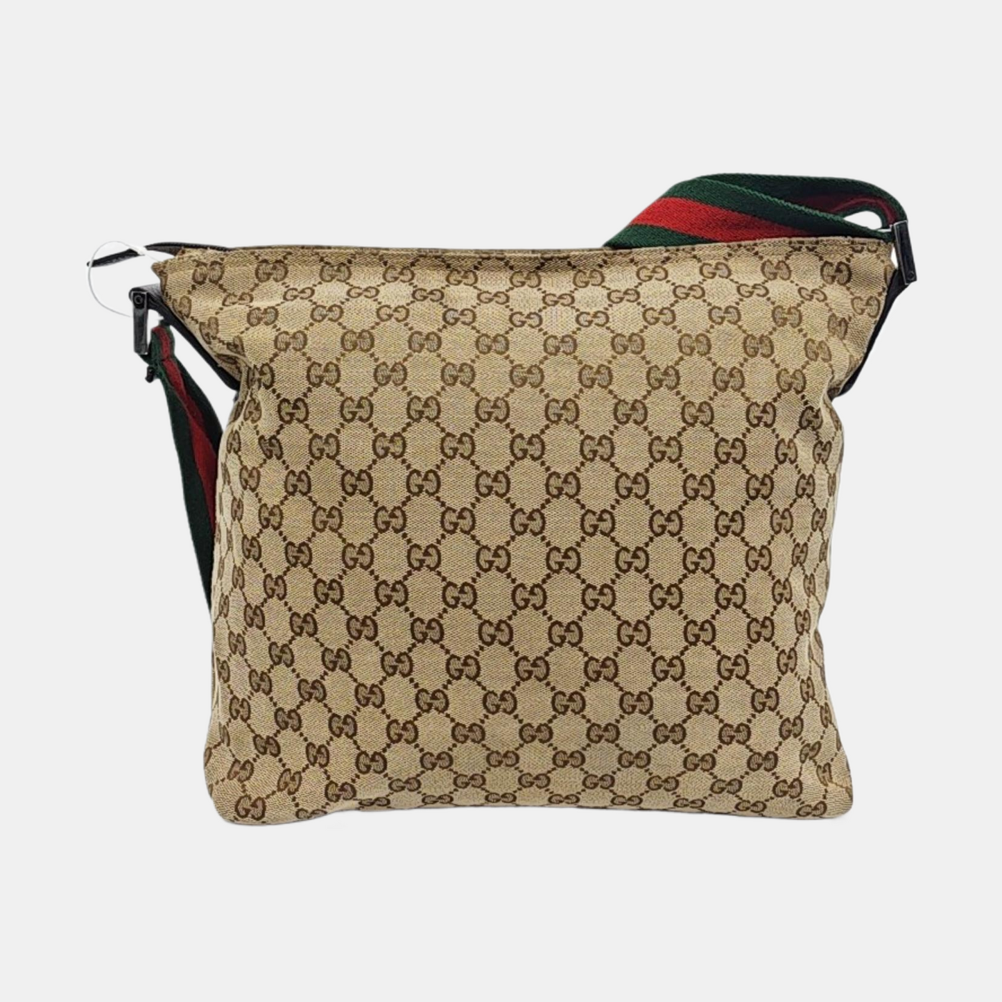 GUCCI GG Imprime Khaki Canvas Monogram Crossbody Shoulder Bag Silver Hardware-(SKU)-958715963