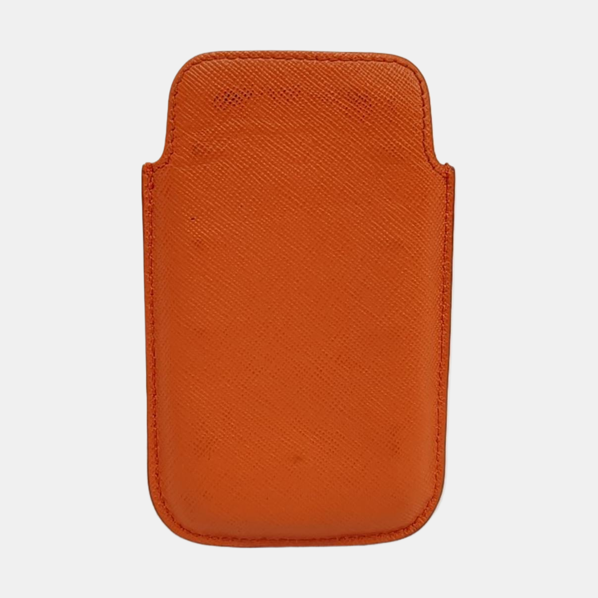 PRADA Orange-red leather logo cross-grain card holder Silver Hardware-(SKU)-958875998