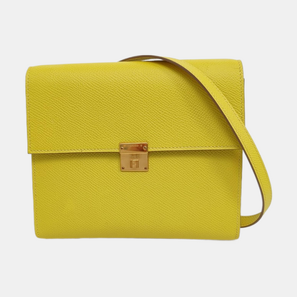 HERMÈS Clic 16 Lemon Yellow Epsom Calfskin Crossbody Shoulder Bag with Detachable Strap and Golden Hardware, D-(SKU)-959029561