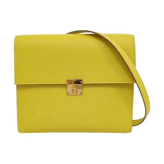 HERMÈS Clic 16 Lemon Yellow Epsom Calfskin Crossbody Shoulder Bag with Detachable Strap and Golden Hardware, D-(SKU)-959029561