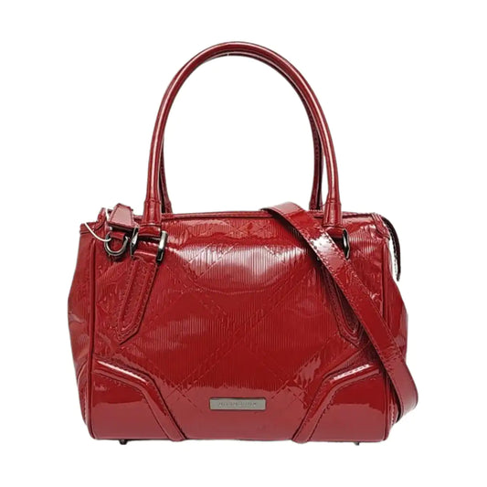 BURBERRY Gladstone Red patent leather textured crossbody bag, handbag Black hardware Removable shoulder strap-(SKU)-958747174