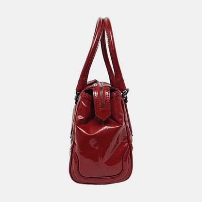 BURBERRY Gladstone Red patent leather textured crossbody bag, handbag Black hardware Removable shoulder strap-(SKU)-958747174