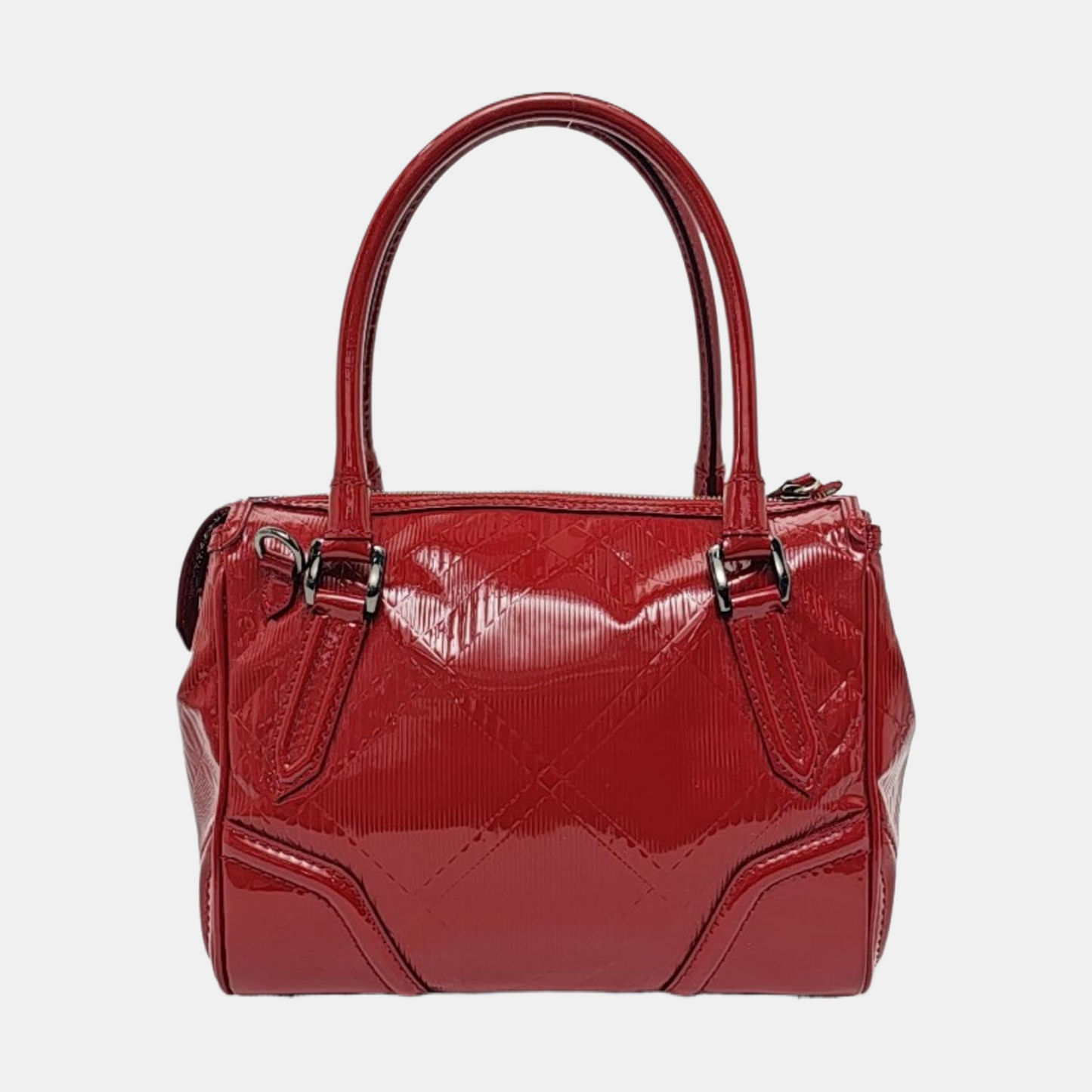BURBERRY Gladstone Red patent leather textured crossbody bag, handbag Black hardware Removable shoulder strap-(SKU)-958747174