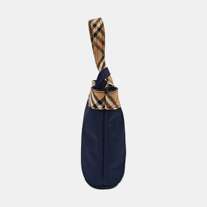BURBERRY Bucket bag mini Dark Blue Fabric Warhorse Plaid Handbag-(SKU)-959077881